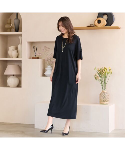 PISANO / ピサーノ ミニ丈・ひざ丈ワンピース | 【手洗いOK・吸水速乾・接触冷感・遮熱】ボクシーシルエットワンピース | 詳細10