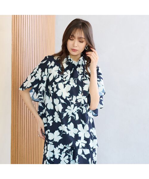 PISANO / ピサーノ シャツ・ブラウス | 【手洗いOK・セットアップ対応】チューリップスリーブブラウス（ダークブルー）