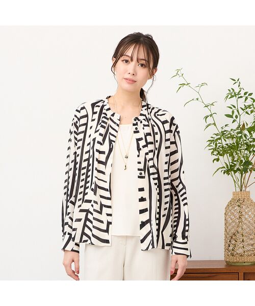 PISANO / ピサーノ シャツ・ブラウス | 【手洗いOK】幾何プリント・3Wayブルゾンブラウス | 詳細7