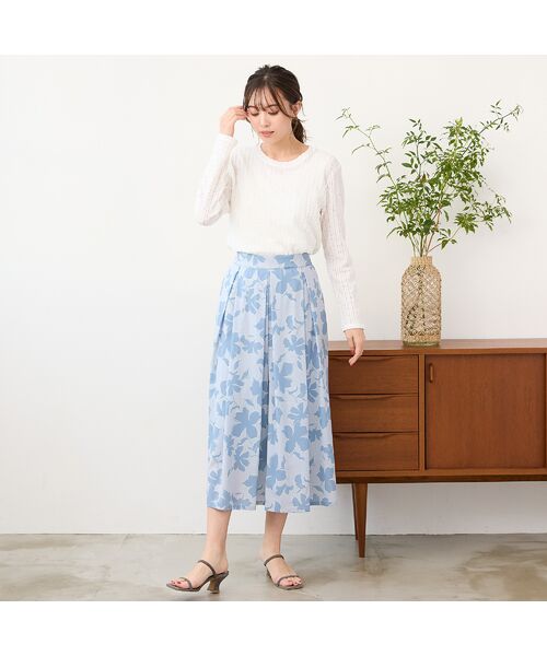 PISANO / ピサーノ ショート・ハーフ・半端丈パンツ | 【手洗いOK・セットアップ対応】フラワープリントキュロットパンツ | 詳細4