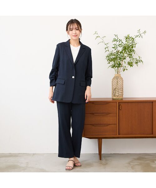 PISANO / ピサーノ テーラードジャケット | 【紫外線防止・セットアップ対応】ピークドラペル・ギャザースリーブジャケット | 詳細6