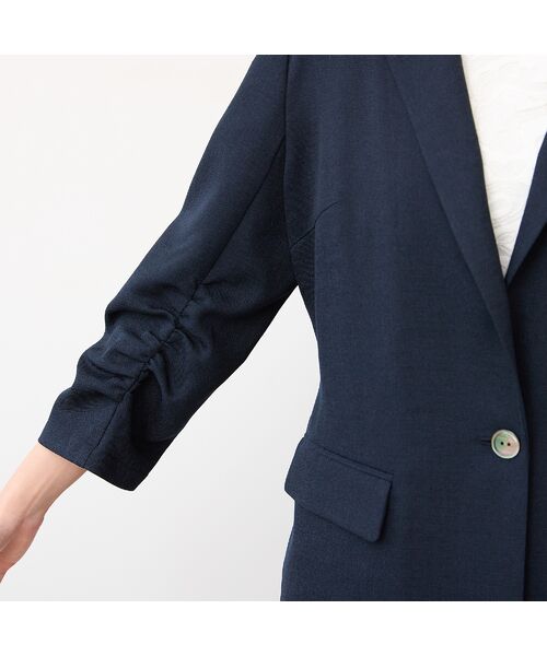 PISANO / ピサーノ テーラードジャケット | 【紫外線防止・セットアップ対応】ピークドラペル・ギャザースリーブジャケット | 詳細9