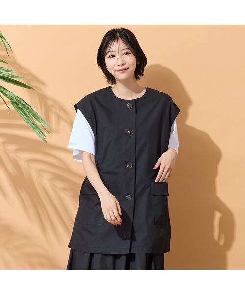 PISANO / ピサーノ ベスト | 【手洗いOK・セットアップ対応】タイプライター・ラウンドネックジレ（ブラック）