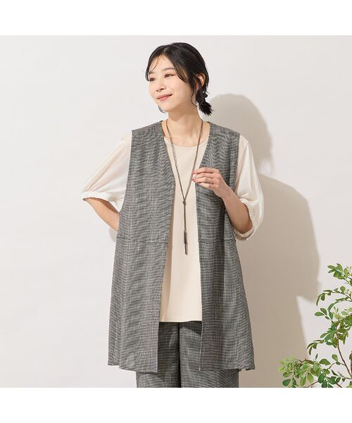 PISANO / ピサーノ ベスト | 【手洗いOK・セットアップ対応】カラミVネックジレ（ベージュ）