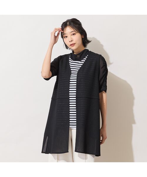 PISANO / ピサーノ ベスト | 【手洗いOK・セットアップ対応】カラミVネックジレ（ブラック）