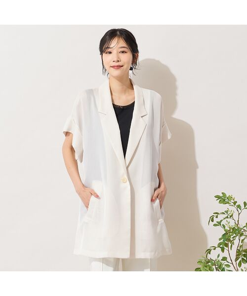 PISANO / ピサーノ ベスト | 【手洗いOK】カットスリーブテーラードジレ（オフ）