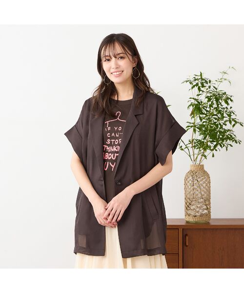 PISANO / ピサーノ ベスト | 【手洗いOK】カットスリーブテーラードジレ（ブラウン）