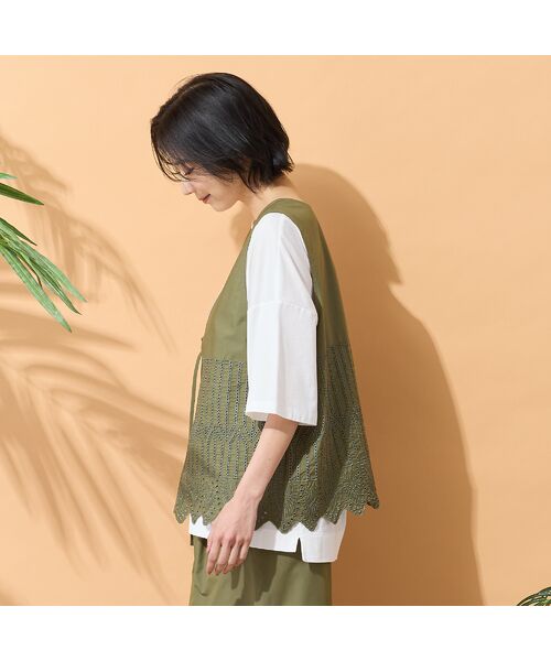 PISANO / ピサーノ ベスト | 【手洗いOK・セットアップ対応】カットワーク刺繍ジレ | 詳細5