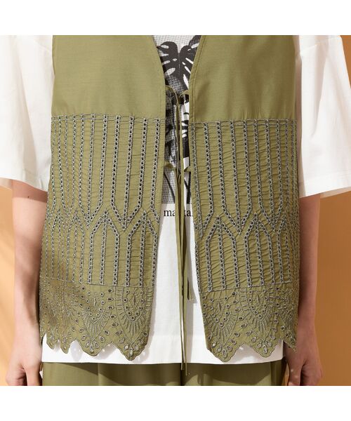 PISANO / ピサーノ ベスト | 【手洗いOK・セットアップ対応】カットワーク刺繍ジレ | 詳細12