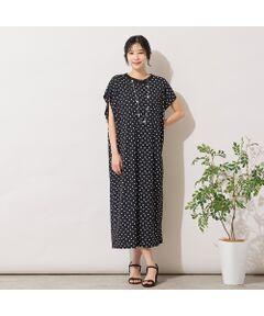 PISANO / ピサーノ ミニ丈・ひざ丈ワンピース | 【手洗いOK】ドットプリント・パワーショルダーサックワンピース
