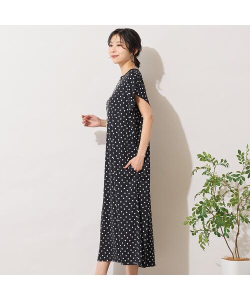 PISANO / ピサーノ ミニ丈・ひざ丈ワンピース | 【手洗いOK】ドットプリント・パワーショルダーサックワンピース | 詳細1