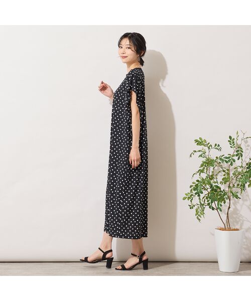 PISANO / ピサーノ ミニ丈・ひざ丈ワンピース | 【手洗いOK】ドットプリント・パワーショルダーサックワンピース | 詳細6