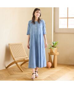 PISANO / ピサーノ ミニ丈・ひざ丈ワンピース | 【綿100％・手洗いOK】ブラスト加工デニムワンピース