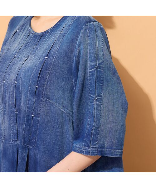 PISANO / ピサーノ ミニ丈・ひざ丈ワンピース | 【綿100％・手洗いOK】ブラスト加工デニムワンピース | 詳細10
