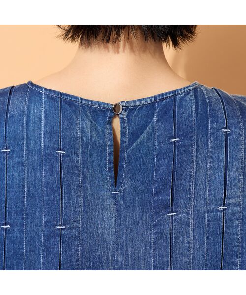 PISANO / ピサーノ ミニ丈・ひざ丈ワンピース | 【綿100％・手洗いOK】ブラスト加工デニムワンピース | 詳細11