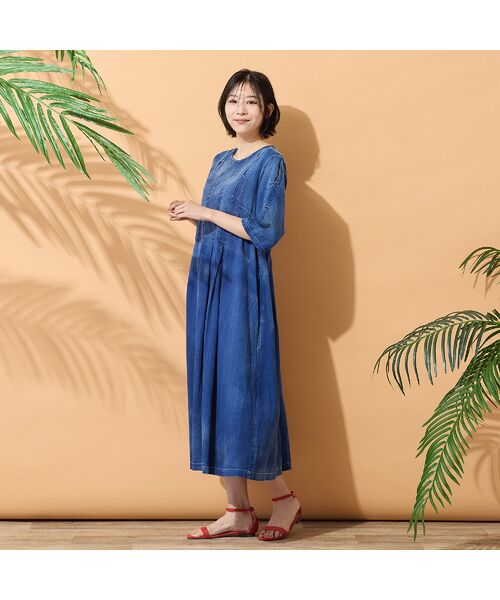 PISANO / ピサーノ ミニ丈・ひざ丈ワンピース | 【綿100％・手洗いOK】ブラスト加工デニムワンピース | 詳細5