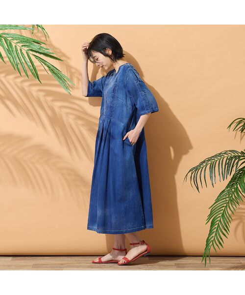 PISANO / ピサーノ ミニ丈・ひざ丈ワンピース | 【綿100％・手洗いOK】ブラスト加工デニムワンピース | 詳細7