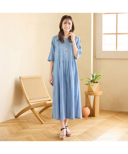 PISANO / ピサーノ ミニ丈・ひざ丈ワンピース | 【綿100％・手洗いOK】ブラスト加工デニムワンピース | 詳細13