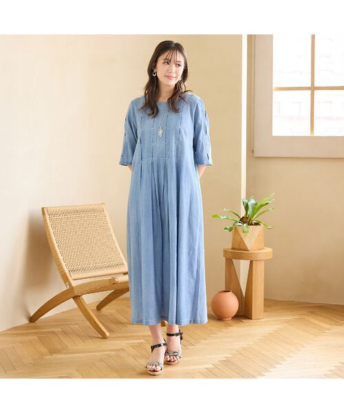 PISANO / ピサーノ ミニ丈・ひざ丈ワンピース | 【綿100％・手洗いOK】ブラスト加工デニムワンピース | 詳細14