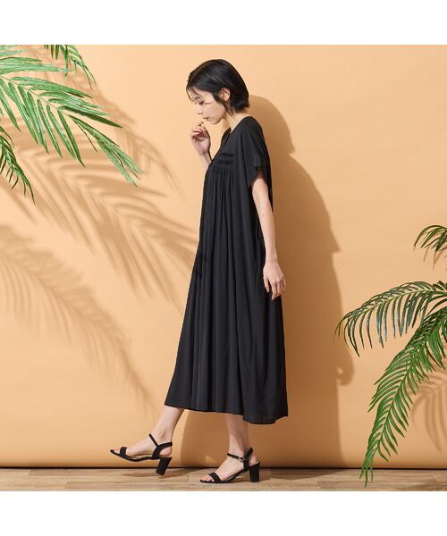 PISANO / ピサーノ ミニ丈・ひざ丈ワンピース | 【手洗いOK】シャリシアーギャザーワンピース | 詳細6