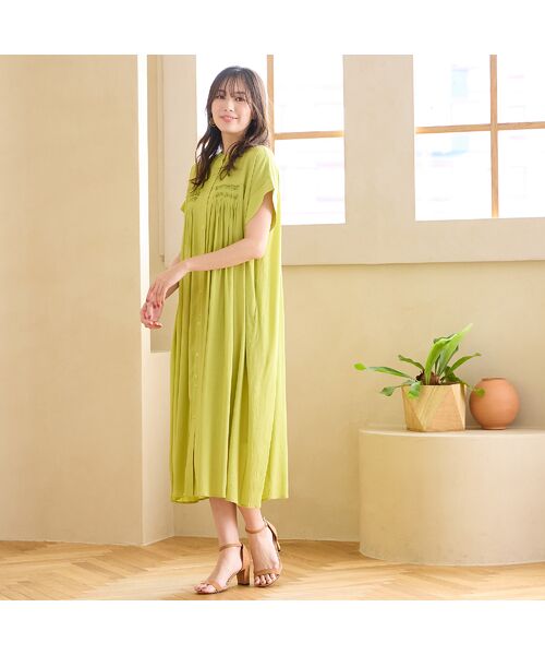 PISANO / ピサーノ ミニ丈・ひざ丈ワンピース | 【手洗いOK】シャリシアーギャザーワンピース | 詳細12