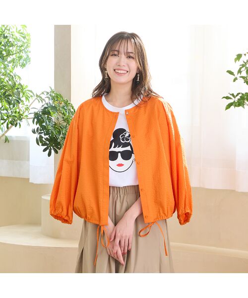 PISANO / ピサーノ シャツ・ブラウス | 【手洗いOK・綿100％・速乾】フランス綾ミラクルウェーブブラウス（オレンジ）