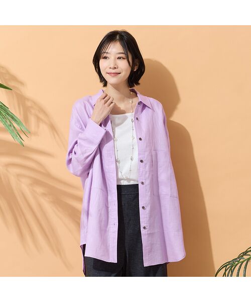 PISANO / ピサーノ シャツ・ブラウス | 【リネン100％・手洗いOK】ビッグポケットオーバーシャツ（ラベンダー）