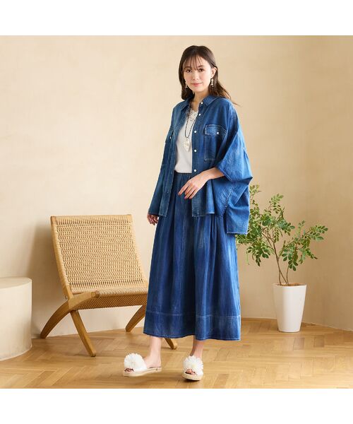 PISANO / ピサーノ シャツ・ブラウス | 【綿100％・手洗いOK・セットアップ対応】ブラスト加工クロップトデニムシャツ | 詳細2