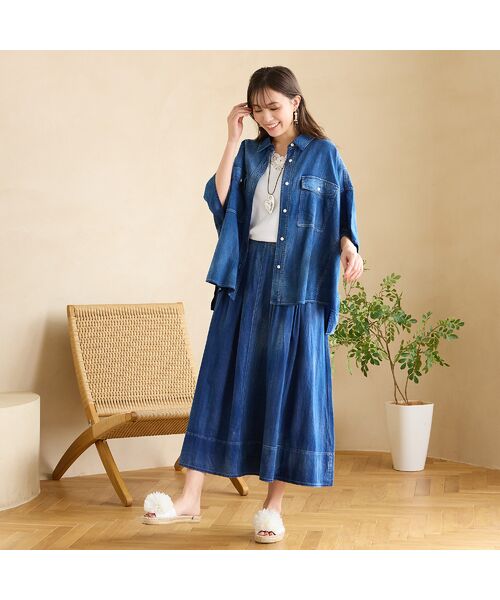 PISANO / ピサーノ シャツ・ブラウス | 【綿100％・手洗いOK・セットアップ対応】ブラスト加工クロップトデニムシャツ | 詳細3