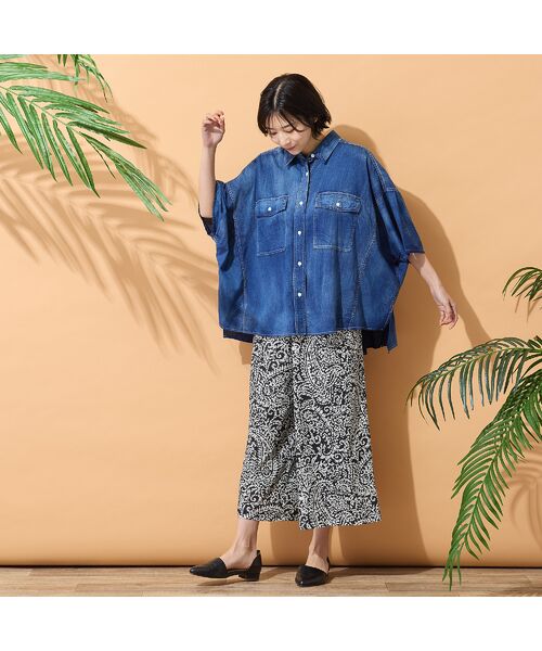 PISANO / ピサーノ シャツ・ブラウス | 【綿100％・手洗いOK・セットアップ対応】ブラスト加工クロップトデニムシャツ | 詳細7