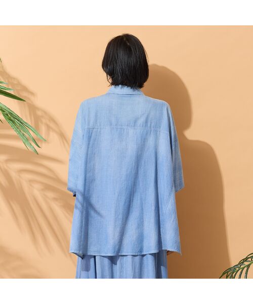 PISANO / ピサーノ シャツ・ブラウス | 【綿100％・手洗いOK・セットアップ対応】ブラスト加工クロップトデニムシャツ | 詳細9
