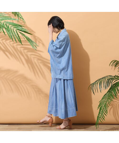 PISANO / ピサーノ シャツ・ブラウス | 【綿100％・手洗いOK・セットアップ対応】ブラスト加工クロップトデニムシャツ | 詳細13