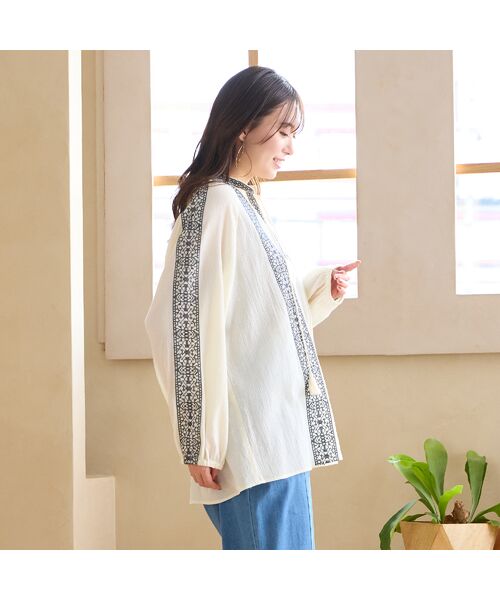 PISANO / ピサーノ シャツ・ブラウス | 【手洗いOK・綿100％】綿楊柳刺繍ラグランスリーブブラウス | 詳細1