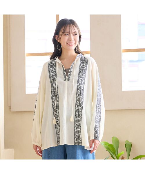 PISANO / ピサーノ シャツ・ブラウス | 【手洗いOK・綿100％】綿楊柳刺繍ラグランスリーブブラウス | 詳細3