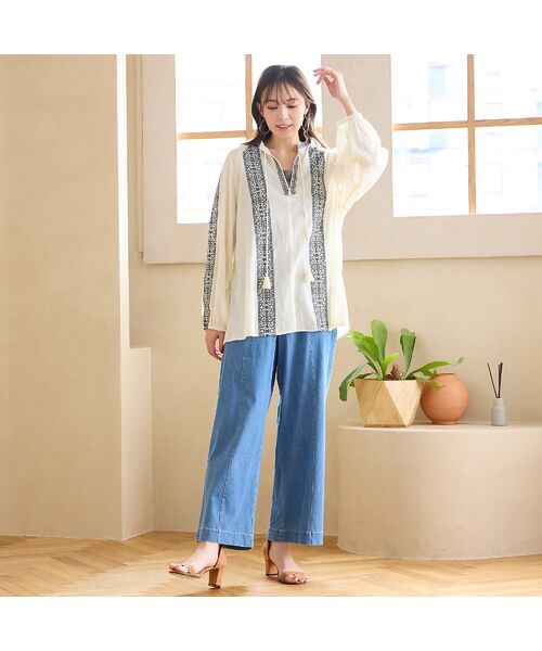 PISANO / ピサーノ シャツ・ブラウス | 【手洗いOK・綿100％】綿楊柳刺繍ラグランスリーブブラウス | 詳細6