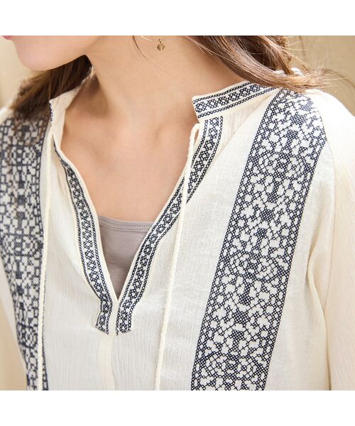 PISANO / ピサーノ シャツ・ブラウス | 【手洗いOK・綿100％】綿楊柳刺繍ラグランスリーブブラウス | 詳細9