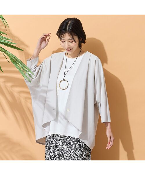 PISANO / ピサーノ カーディガン・ボレロ | 【手洗いOK】ドルマンスリーブタックカーディガン（ベージュ）