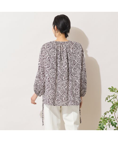 PISANO / ピサーノ シャツ・ブラウス | 【手洗いOK・綿100％・リバティコラボ】サイドドロスト・ラウンドネックブラウス | 詳細2