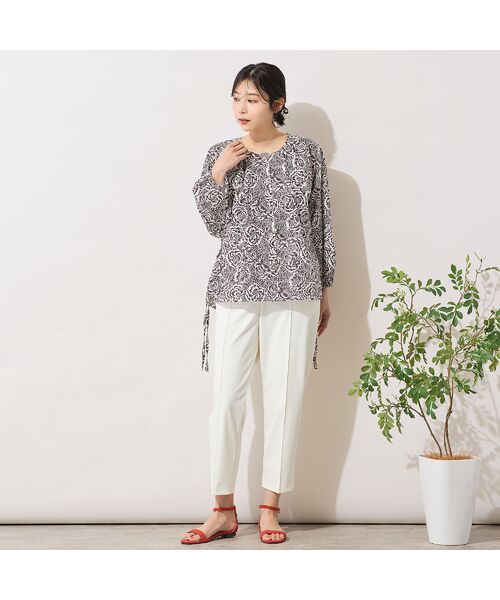 PISANO / ピサーノ シャツ・ブラウス | 【手洗いOK・綿100％・リバティコラボ】サイドドロスト・ラウンドネックブラウス | 詳細4