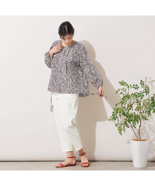 PISANO / ピサーノ シャツ・ブラウス | 【手洗いOK・綿100％・リバティコラボ】サイドドロスト・ラウンドネックブラウス | 詳細6