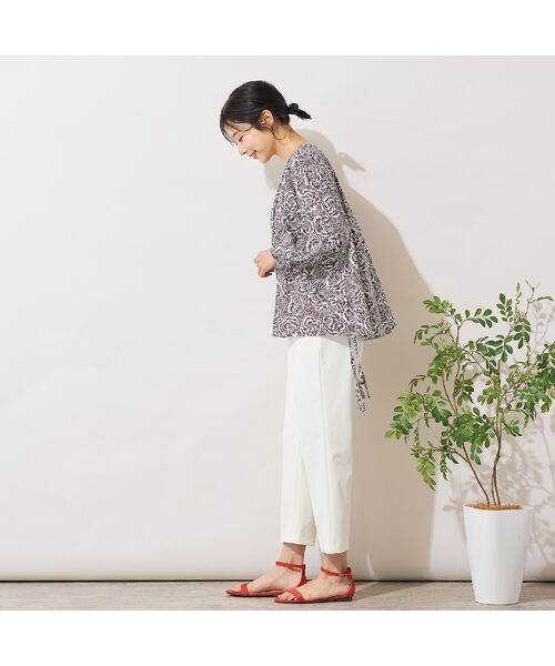 PISANO / ピサーノ シャツ・ブラウス | 【手洗いOK・綿100％・リバティコラボ】サイドドロスト・ラウンドネックブラウス | 詳細7