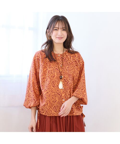 PISANO / ピサーノ シャツ・ブラウス | 【手洗いOK・綿100％・リバティコラボ】サイドドロスト・ラウンドネックブラウス | 詳細13