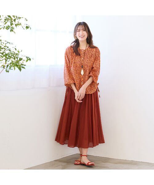 PISANO / ピサーノ シャツ・ブラウス | 【手洗いOK・綿100％・リバティコラボ】サイドドロスト・ラウンドネックブラウス | 詳細15