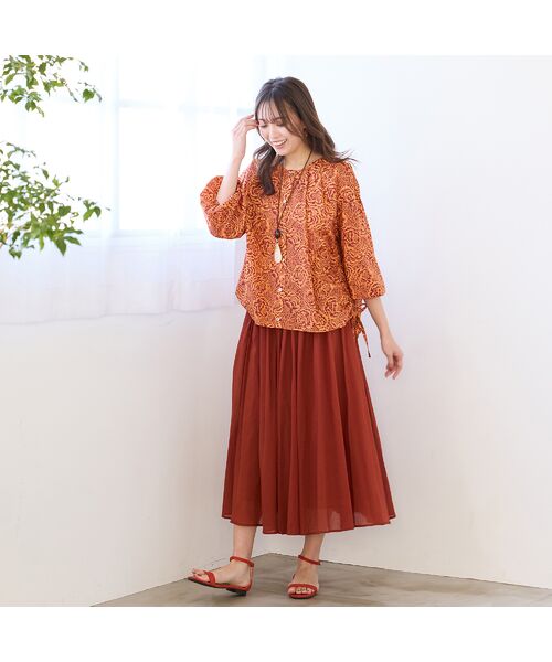 PISANO / ピサーノ シャツ・ブラウス | 【手洗いOK・綿100％・リバティコラボ】サイドドロスト・ラウンドネックブラウス | 詳細16