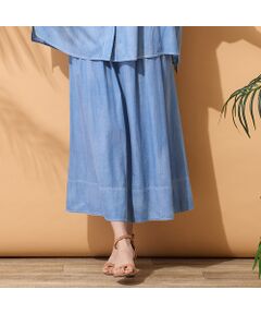 PISANO / ピサーノ ミニ・ひざ丈スカート | 【綿100％・手洗いOK・セットアップ対応】ブラスト加工デニムボリュームスカート