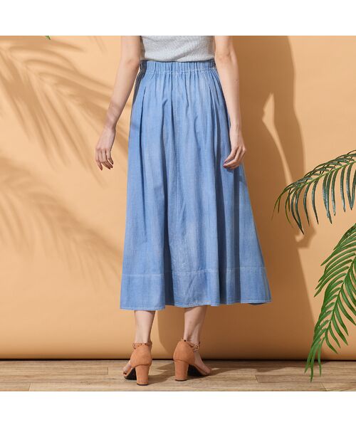 PISANO / ピサーノ ミニ・ひざ丈スカート | 【綿100％・手洗いOK・セットアップ対応】ブラスト加工デニムボリュームスカート | 詳細6