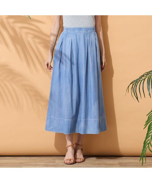 PISANO / ピサーノ ミニ・ひざ丈スカート | 【綿100％・手洗いOK・セットアップ対応】ブラスト加工デニムボリュームスカート | 詳細7