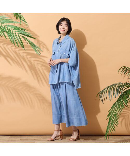 PISANO / ピサーノ ミニ・ひざ丈スカート | 【綿100％・手洗いOK・セットアップ対応】ブラスト加工デニムボリュームスカート | 詳細9