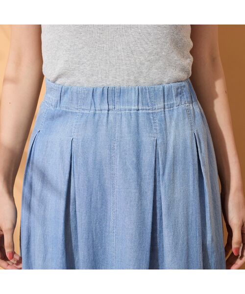PISANO / ピサーノ ミニ・ひざ丈スカート | 【綿100％・手洗いOK・セットアップ対応】ブラスト加工デニムボリュームスカート | 詳細10