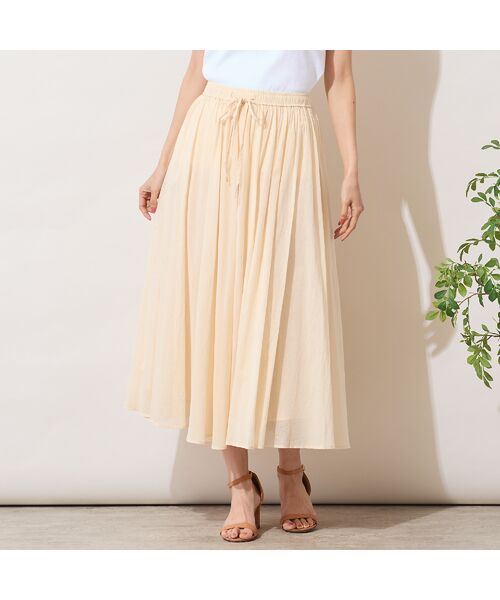 PISANO / ピサーノ ミニ・ひざ丈スカート | 【手洗いOK・綿100％】綿シフォンスカート | 詳細1